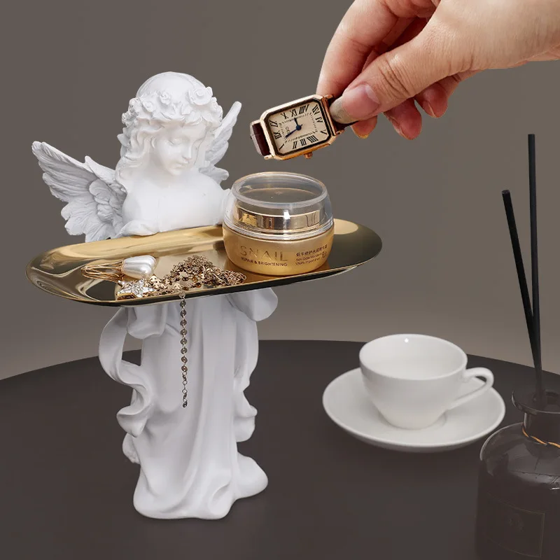 The Angel Holding The Metal Tray Can Place The Jewelry Remote Control Key Dessert Home Sculpture Store Storage Decorative Statue
The Angel Holding The Metal Tray Can Place The Jewelry Remote Control Key Dessert Home Sculpture Store Storage Decorative Statue