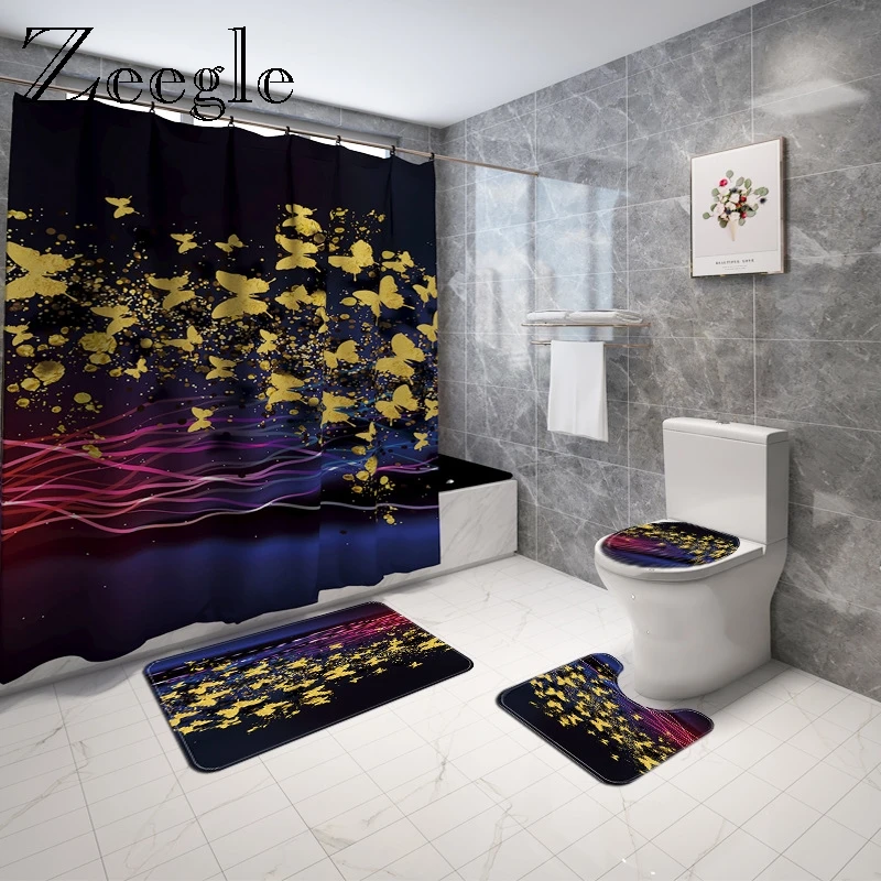 Flannel Bathroom Bath Mat Waterproof Shower Curtain Set Shower Room Decor Foot Rug Absorbent Toilet Seat Cover Mat Set
Flannel Bathroom Bath Mat Waterproof Shower Curtain Set Shower Room Decor Foot Rug Absorbent Toilet Seat Cover Mat Set