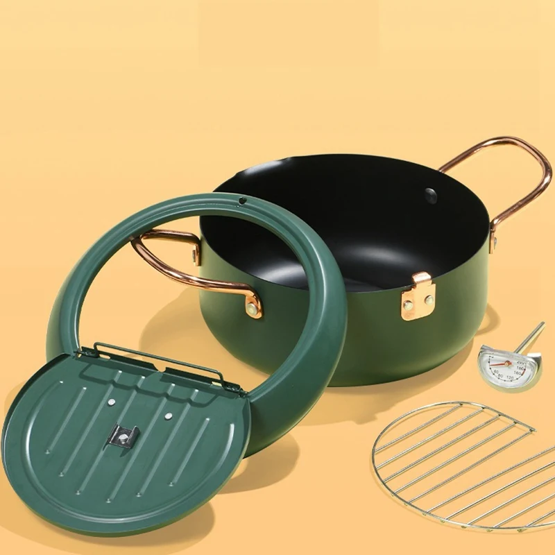 304 Stainless Steel Tempura Deep Fryer Pot With Thermometer And Oil Drip Rack Lid For Chicken Fries Fish Shrimp Oil Frying Pan
304 Stainless Steel Tempura Deep Fryer Pot With Thermometer And Oil Drip Rack Lid For Chicken Fries Fish Shrimp Oil Frying Pan