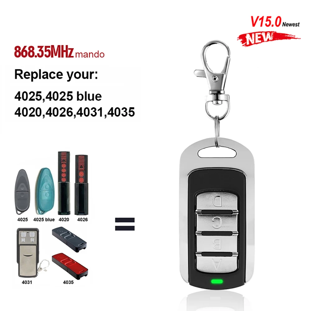 V15.0 Remote Control for Gate Multifrequency 280-868 MHz Garage Command Door Opener for SOMMER 4020 TX03-868-4 4025 4021 434.42
V15.0 Remote Control for Gate Multifrequency 280-868 MHz Garage Command Door Opener for SOMMER 4020 TX03-868-4 4025 4021 434.42