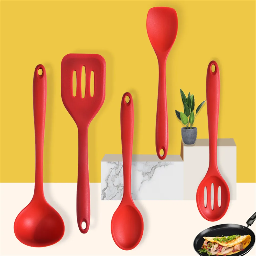 5PCS Silicone Slotted Filter Spoon Cooking Tools Kitchen Utensils Set Long Handle Soup Spoon Turner Spatula Nonstick Cookware 
5PCS Silicone Slotted Filter Spoon Cooking Tools Kitchen Utensils Set Long Handle Soup Spoon Turner Spatula Nonstick Cookware