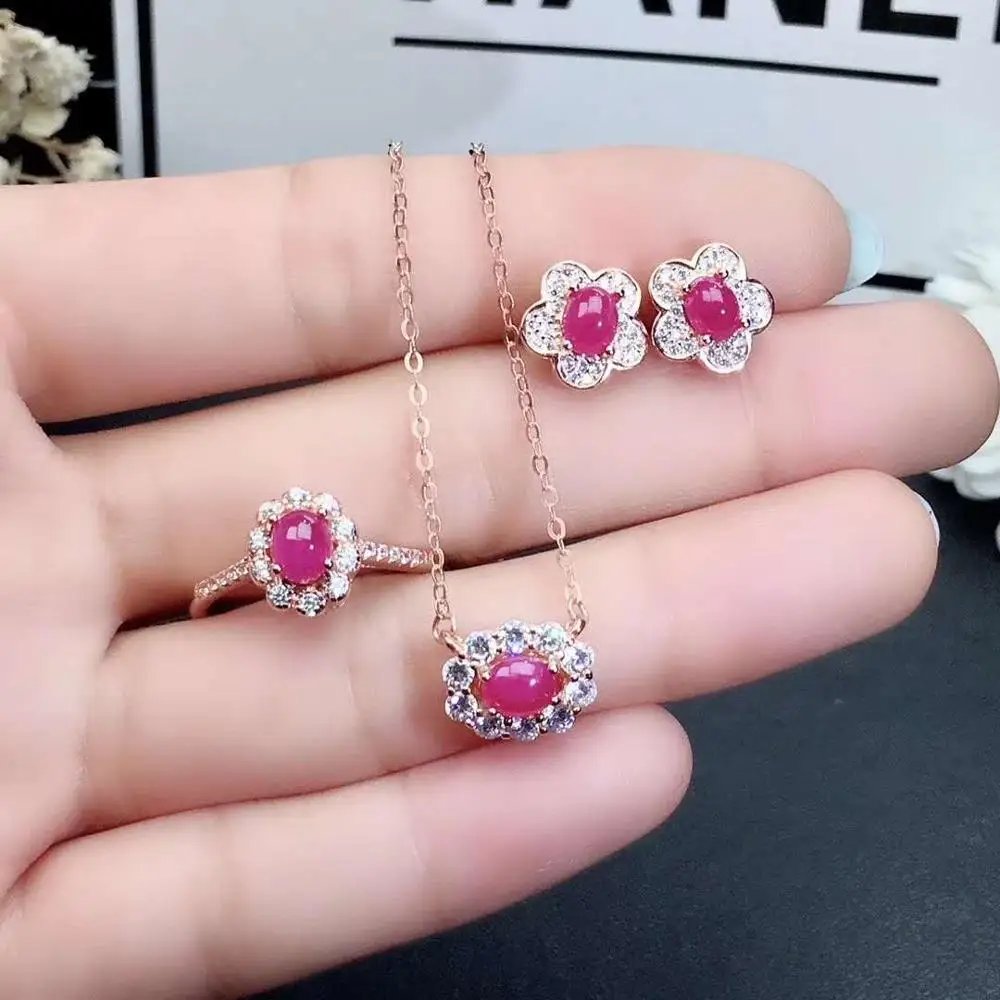 Real Natural Ruby jewelry set Natural Real Ruby 925 sterling silver 1pc pendant,1pc ring,2pcs Earring
Real Natural Ruby jewelry set Natural Real Ruby 925 sterling silver 1pc pendant,1pc ring,2pcs Earring