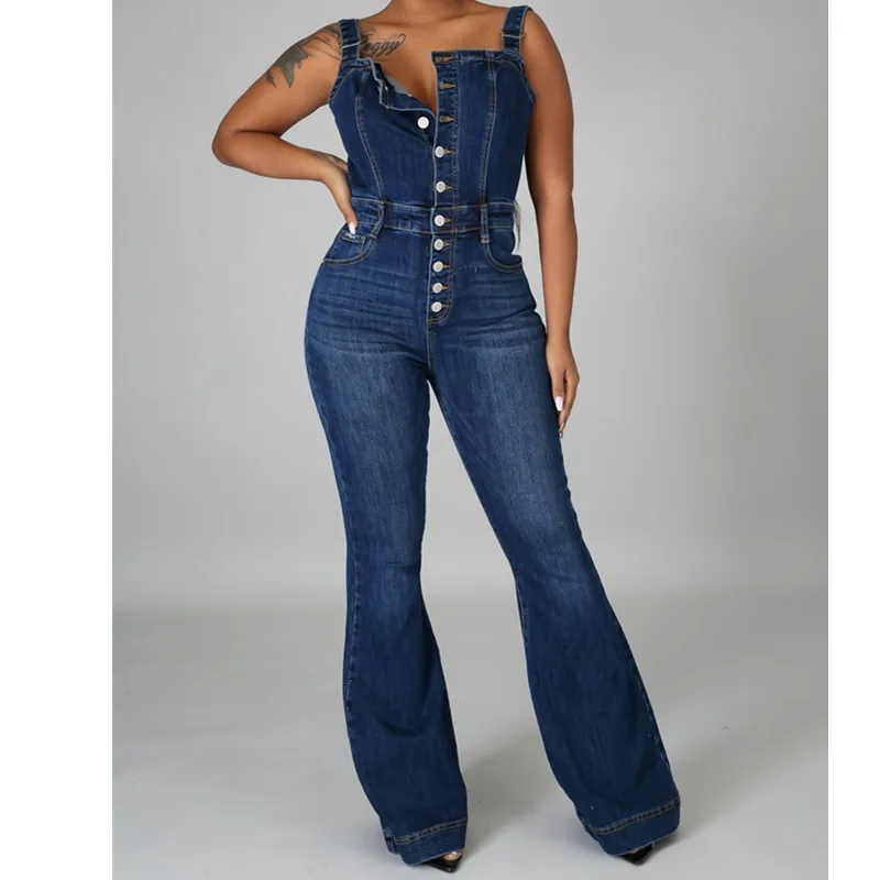 New Style Ladies Sexy Denim Jumpsuit Wide Leg Pants Ladies Casual Street Wear Jumpsuit Ladies Single Breasted Pocket Jumpsuit
New Style Ladies Sexy Denim Jumpsuit Wide Leg Pants Ladies Casual Street Wear Jumpsuit Ladies Single Breasted Pocket Jumpsuit
