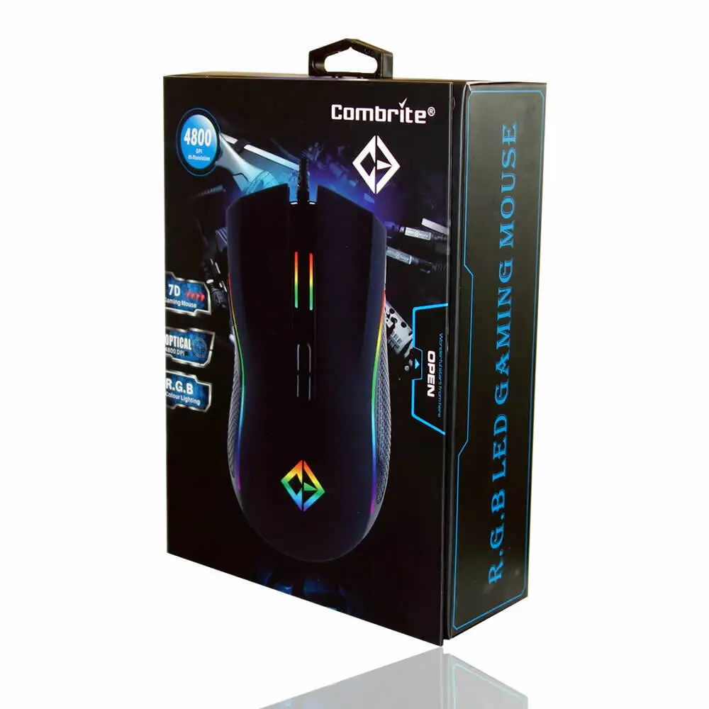 Combrite USB Wired Gaming Mouse Rainbow RGB LED Programmable 7 Button Mice Gamer 4800 DPI Adjustable For PC Laptop Notebook
Combrite USB Wired Gaming Mouse Rainbow RGB LED Programmable 7 Button Mice Gamer 4800 DPI Adjustable For PC Laptop Notebook