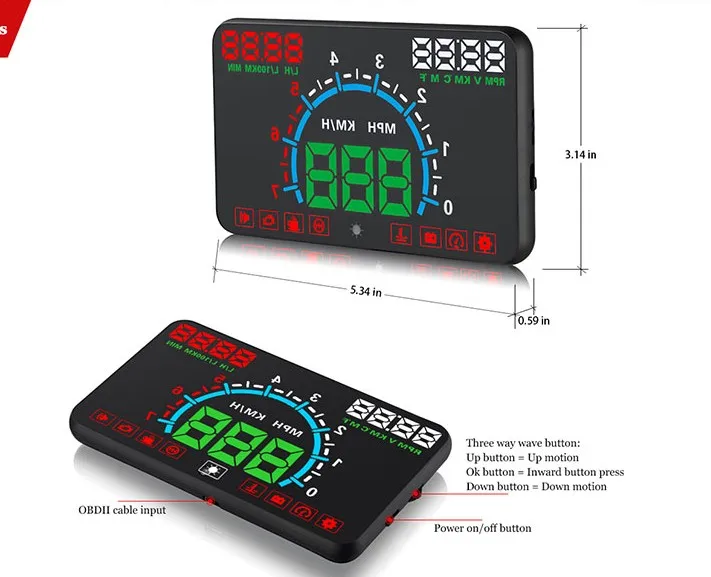 Car Head-up Display Windshield HUD 5.8" Color Display OBD2 Fault Code Diagnostic Overspeed Warning Windshield Projector System
Car Head-up Display Windshield HUD 5.8" Color Display OBD2 Fault Code Diagnostic Overspeed Warning Windshield Projector System