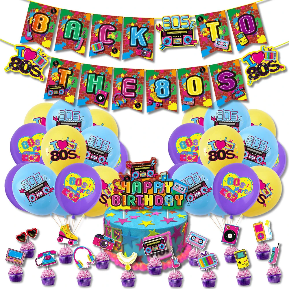 Back to the 80s Party Supplies Disco Theme Balloon Banner Cake Topper Retro Style Hip Hop 80‘s Birthday Party Decoration
Back to the 80s Party Supplies Disco Theme Balloon Banner Cake Topper Retro Style Hip Hop 80‘s Birthday Party Decoration