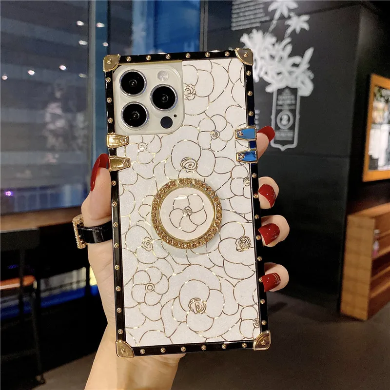 Fashion Square Diamond Phone Case For iPhone 13 12 Pro Max 11 XS MAX XR 7 8 Plus SE Luxury Bling Ring Holdr Gold Camellia cover 
Fashion Square Diamond Phone Case For iPhone 13 12 Pro Max 11 XS MAX XR 7 8 Plus SE Luxury Bling Ring Holdr Gold Camellia cover