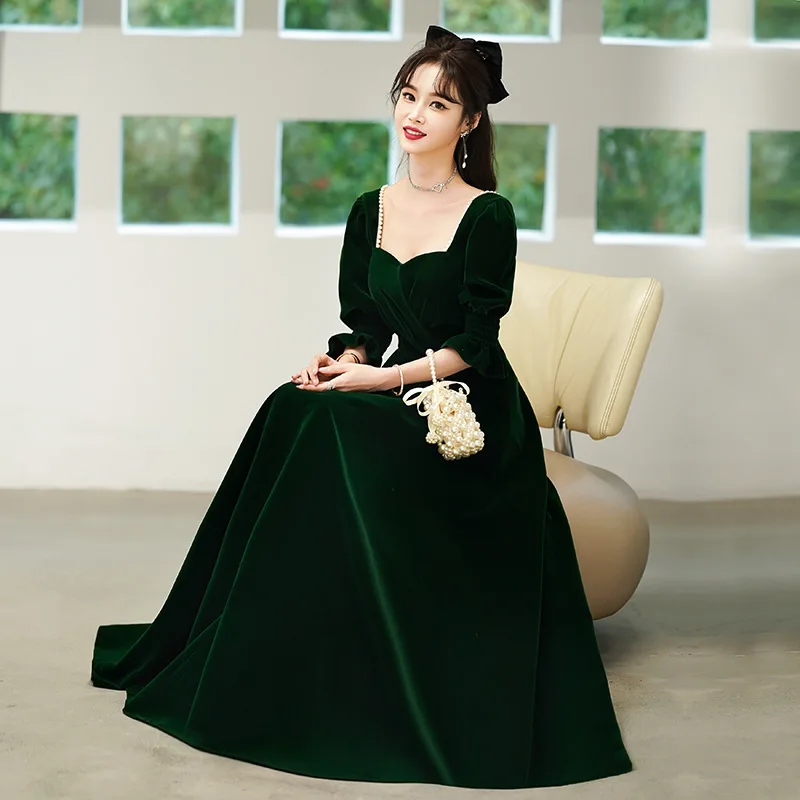 Dark Green Velour Vintage Evening Party Dress Elegant Slim Long Exquisite Banquet Gown Sexy Sweetheart Neck Long A-Line Dresses
Dark Green Velour Vintage Evening Party Dress Elegant Slim Long Exquisite Banquet Gown Sexy Sweetheart Neck Long A-Line Dresses
