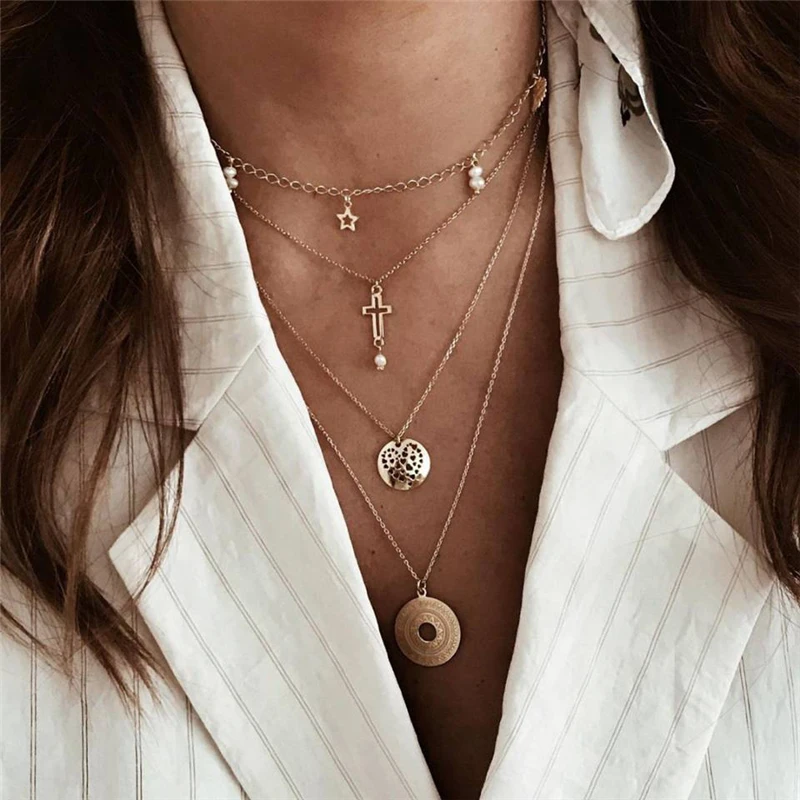 LIMARIO Fashion Multilayer Necklaces & Pendants Vintage Star Cross Choker Necklace for Women Gold Collier Femme Party Jewelry
LIMARIO Fashion Multilayer Necklaces & Pendants Vintage Star Cross Choker Necklace for Women Gold Collier Femme Party Jewelry