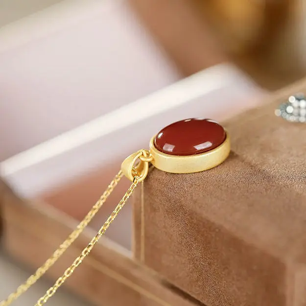 silver inlaid natural South Red Classic Oval Pendant Necklace Chinese style retro craft gold light luxury charm women's jewelry
silver inlaid natural South Red Classic Oval Pendant Necklace Chinese style retro craft gold light luxury charm women's jewelry