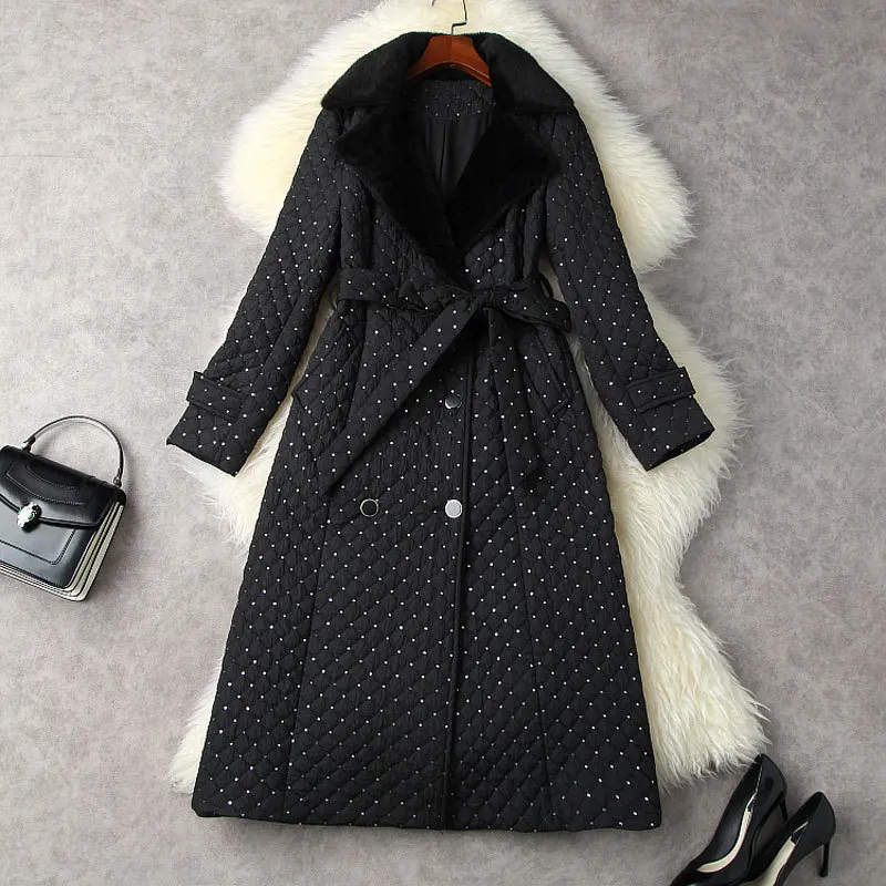 2021 Winter Women's Clothing Solid Color Notched Collar Argyle Sequins Slimming Warm Elegant Black Coat Jacket X-Long
2021 Winter Women's Clothing Solid Color Notched Collar Argyle Sequins Slimming Warm Elegant Black Coat Jacket X-Long