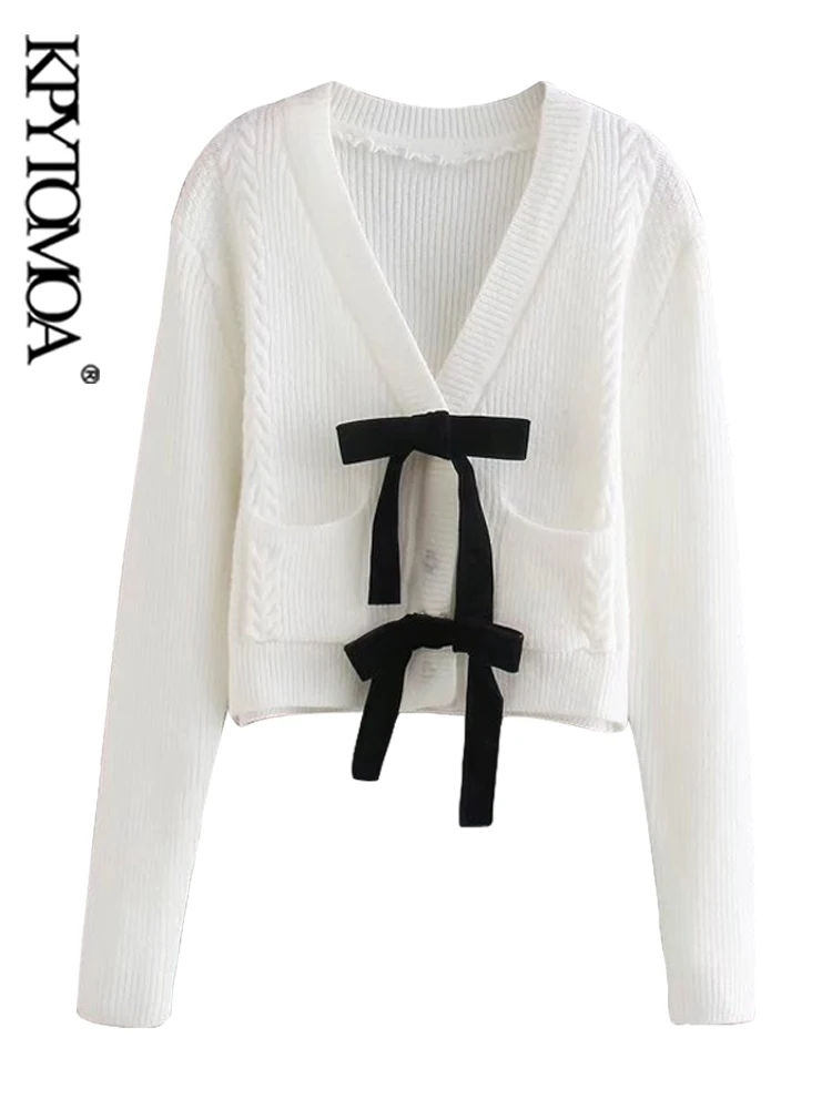 KPYTOMOA Women Fashion With Bow Tied Knit Cardigan Sweater Vintage Long Sleeve Pockets Female Outerwear Chic Tops
KPYTOMOA Women Fashion With Bow Tied Knit Cardigan Sweater Vintage Long Sleeve Pockets Female Outerwear Chic Tops