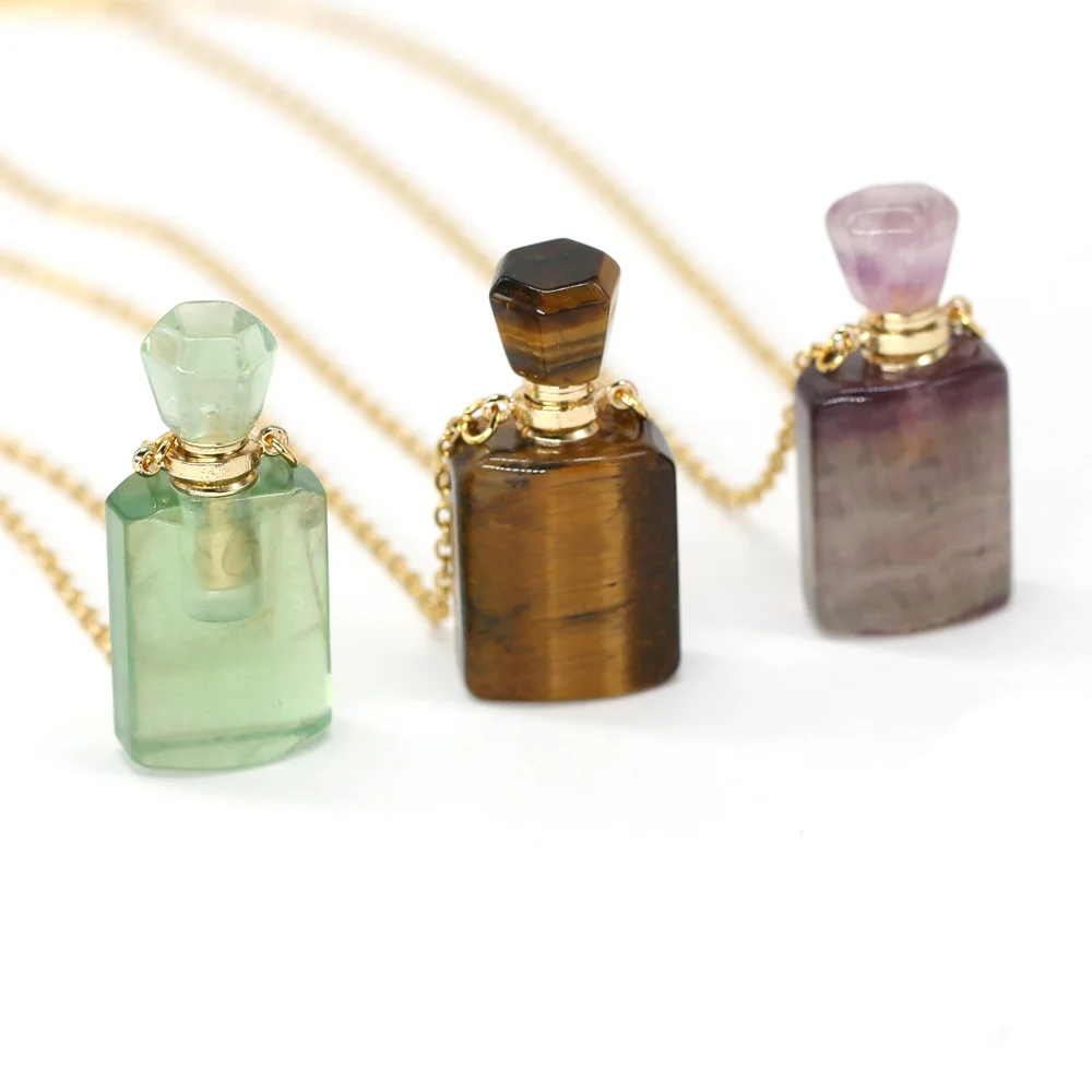 Natural Stone Perfume Bottle Necklace Amethysts Tiger Eye Pendant Charms for Women Elegant Essential Oil Vial Necklaces Jewelry
Natural Stone Perfume Bottle Necklace Amethysts Tiger Eye Pendant Charms for Women Elegant Essential Oil Vial Necklaces Jewelry
