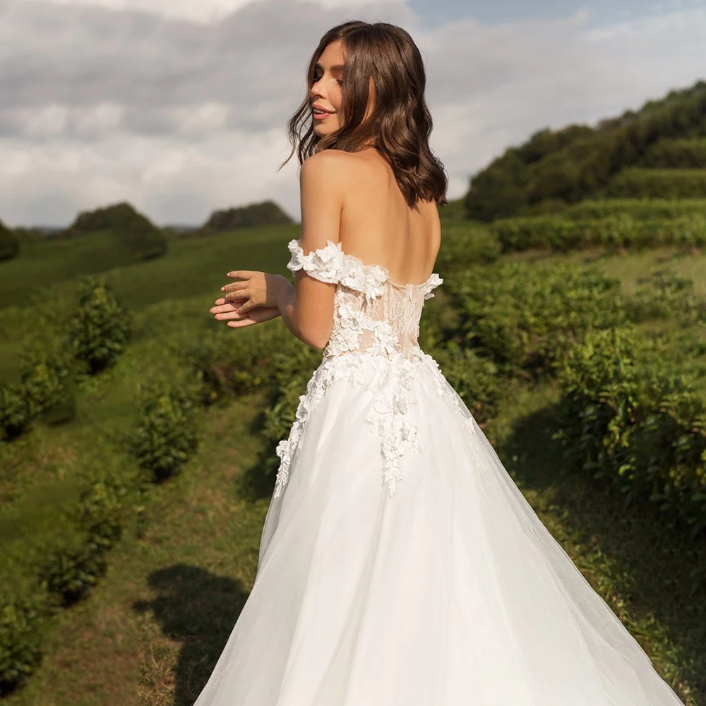 Свадебное платье 3D aplкосые с открытыми плечами индивидуальный пошив большой