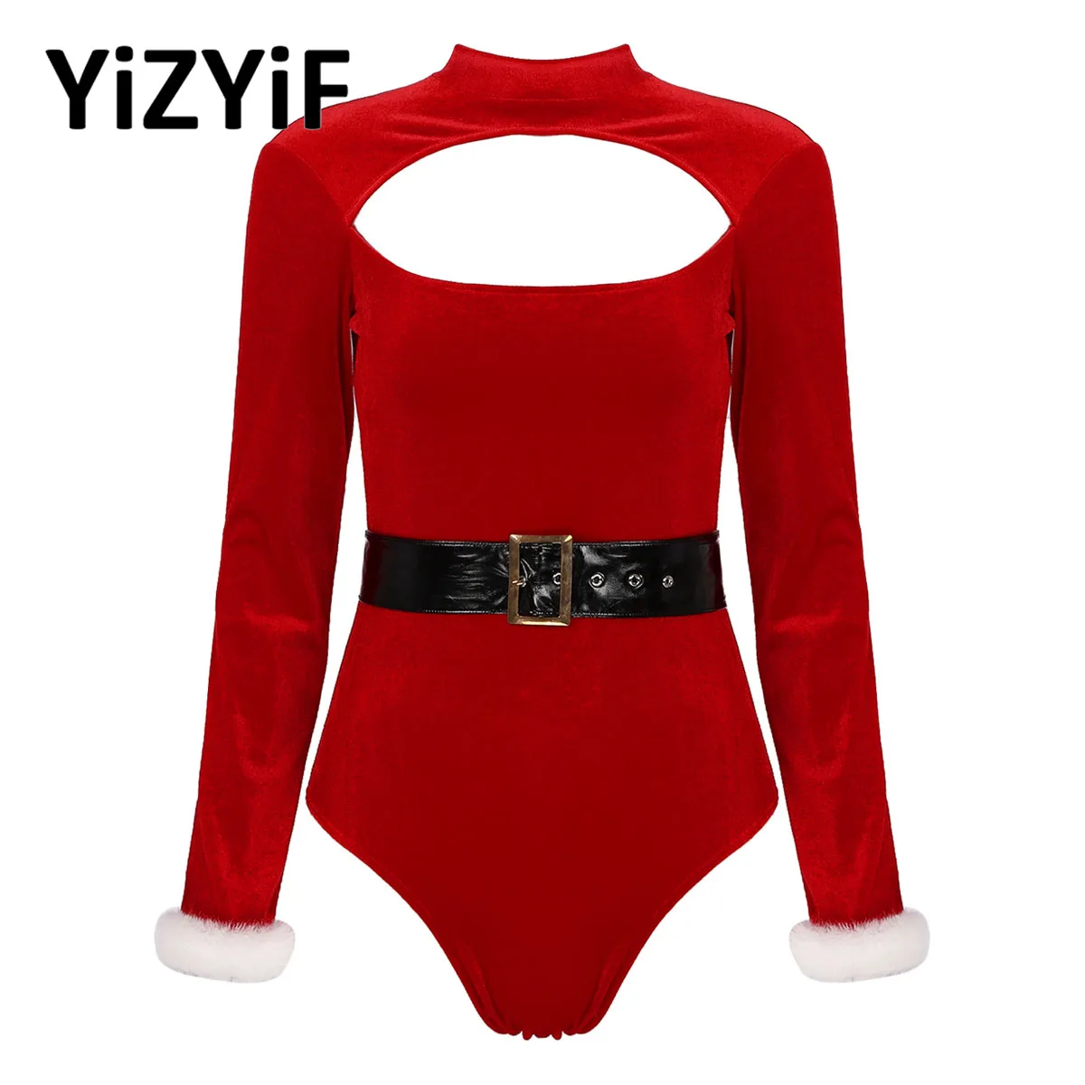 Womens Christmas Santa Cosplay Bodysuit Lingerie Stand Collar Cutout Front Velvet Jumpsuit Teddy Babydoll Nightwear with Belt
Womens Christmas Santa Cosplay Bodysuit Lingerie Stand Collar Cutout Front Velvet Jumpsuit Teddy Babydoll Nightwear with Belt