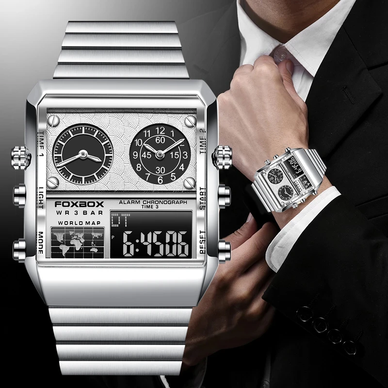 Часы мужские цифровые с хронографом из нержавеющей стали | Наручные часы