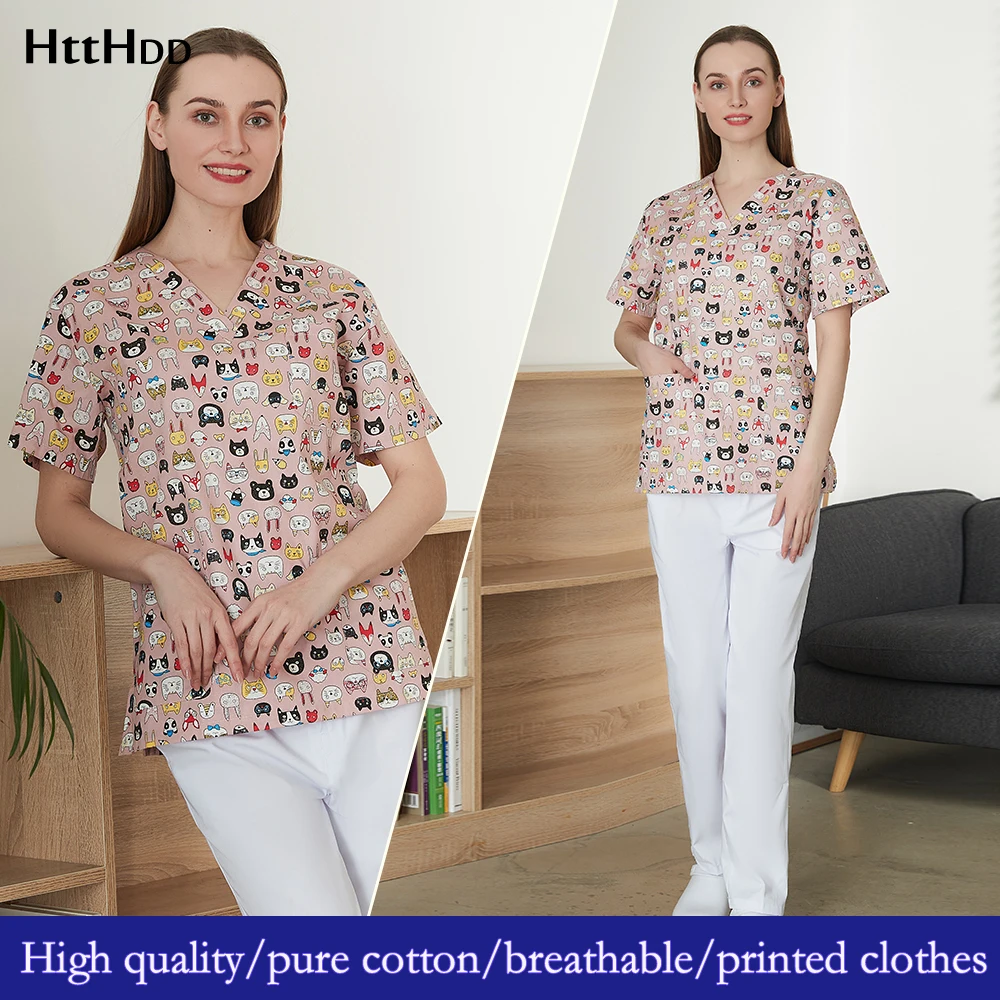 Veterinary work animal printing pet shop pure cotton breathable clean scrub short sleeve clinic pharmacy nurse care medical tops
Veterinary work animal printing pet shop pure cotton breathable clean scrub short sleeve clinic pharmacy nurse care medical tops