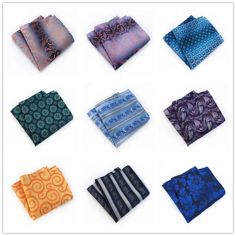

New25*25CM Designer Pocket Square Fashion Handkerchief Dot Paisley Floral Plaid Style man gift business suit