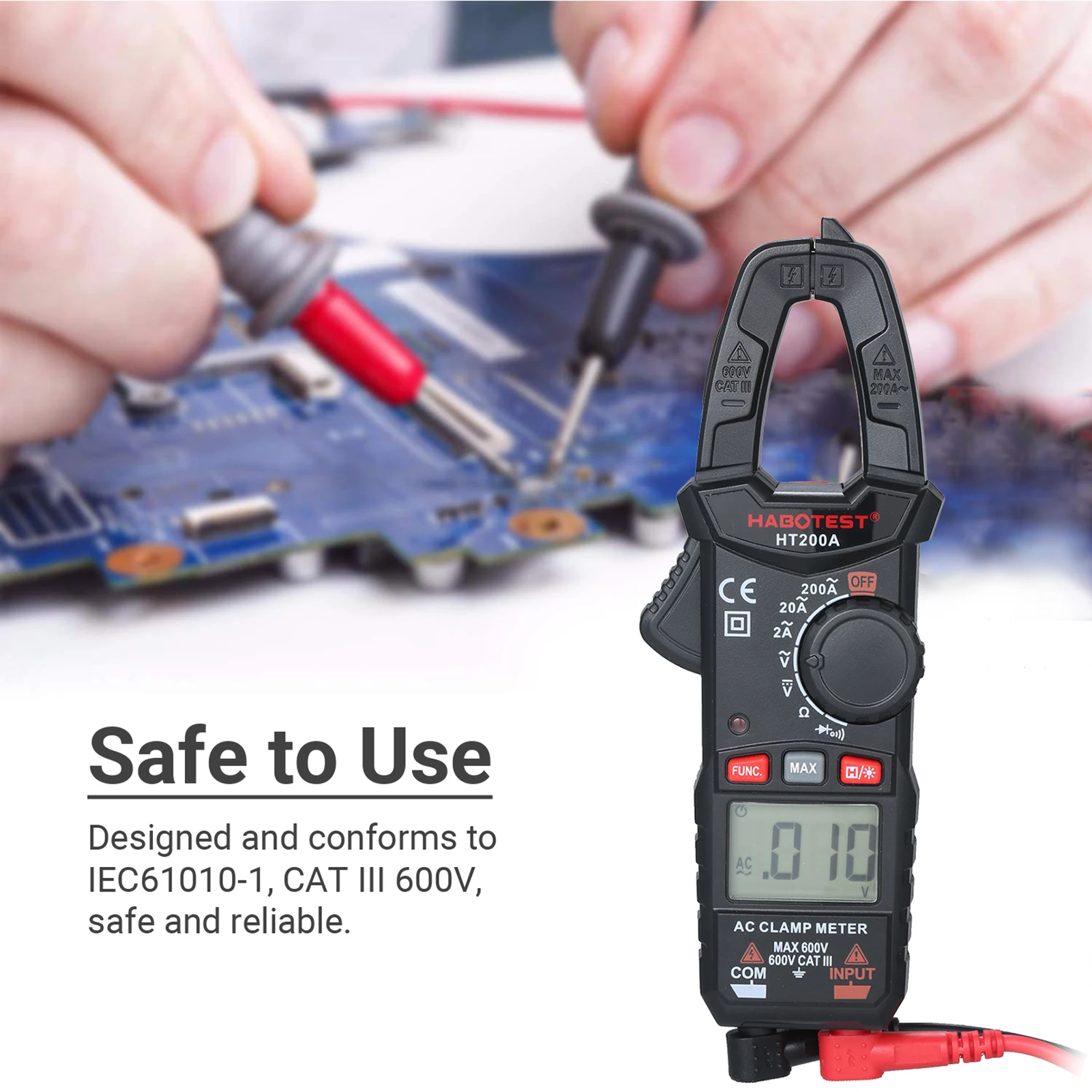 HABOTEST Mini Handheld Digital Clamp Meter Ultraportable AC Current Clamp Auto-Ranging Multimeter Multi-Tester AC/DC Voltage
HABOTEST Mini Handheld Digital Clamp Meter Ultraportable AC Current Clamp Auto-Ranging Multimeter Multi-Tester AC/DC Voltage