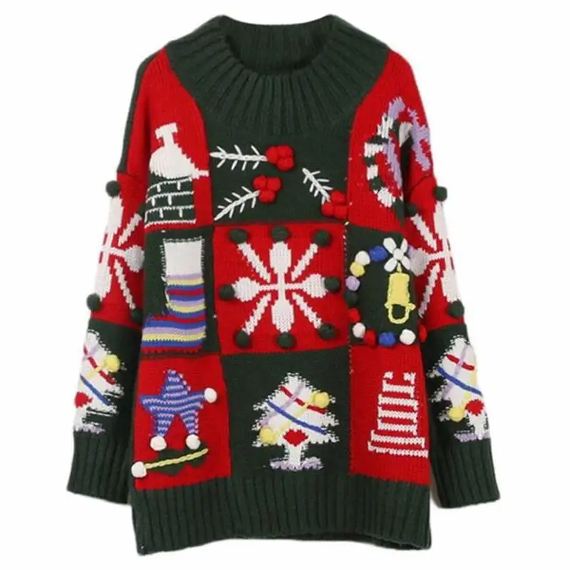 NEW Ladies Spring Winter Handmade Snowflake Red Round Neck Jumper Color Clash Knit Sweater For Young Woman
NEW Ladies Spring Winter Handmade Snowflake Red Round Neck Jumper Color Clash Knit Sweater For Young Woman