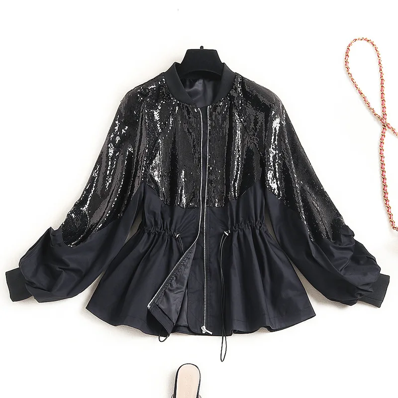 High Quality Women's Trench Coat Short Jacket 2021 Spring Clothes New Trend Sequins Cardigan Baseball Uniform 15515
High Quality Women's Trench Coat Short Jacket 2021 Spring Clothes New Trend Sequins Cardigan Baseball Uniform 15515