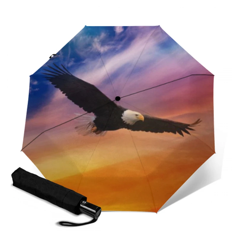 Фото Складной зонт с автоматическим открыванием и закрытием для путешествий принтом