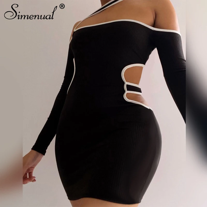 Simenual Halter Off Shoulder Cut Out Mini Dresses Women Sporty Athleisure Fashion Skinny Patchwork Bodycon Dress Spring 2021 Hot
Simenual Halter Off Shoulder Cut Out Mini Dresses Women Sporty Athleisure Fashion Skinny Patchwork Bodycon Dress Spring 2021 Hot