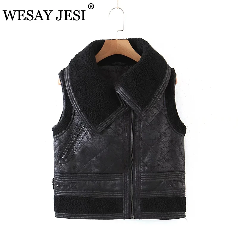 WESAY JESI ZA 2021 Warm Winter Coat For Women Thick Faux Leather Fur Sheepskin Sleeveless Top Female Fur Collar Chic Jacket Coat
WESAY JESI ZA 2021 Warm Winter Coat For Women Thick Faux Leather Fur Sheepskin Sleeveless Top Female Fur Collar Chic Jacket Coat