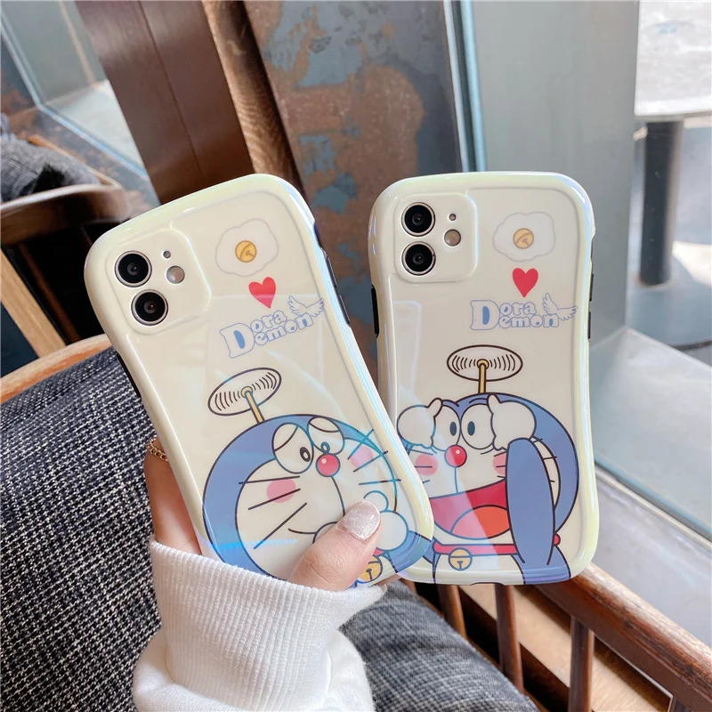 

Doraemon cute couple mobile phone cover for iPhone12mini/12promax/11pro/7/8/se2/xr/xs/xsmax/8plus/7p Blu-ray mobile phone case