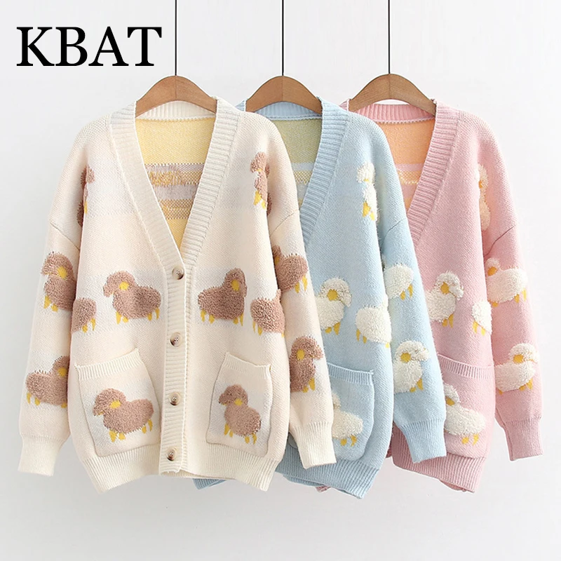 KBAT 2021 new autumn women's loose knitted jacket women's Fashion Cute Cartoon Print V Neck Knitted Cardigan Women Jacket
KBAT 2021 new autumn women's loose knitted jacket women's Fashion Cute Cartoon Print V Neck Knitted Cardigan Women Jacket