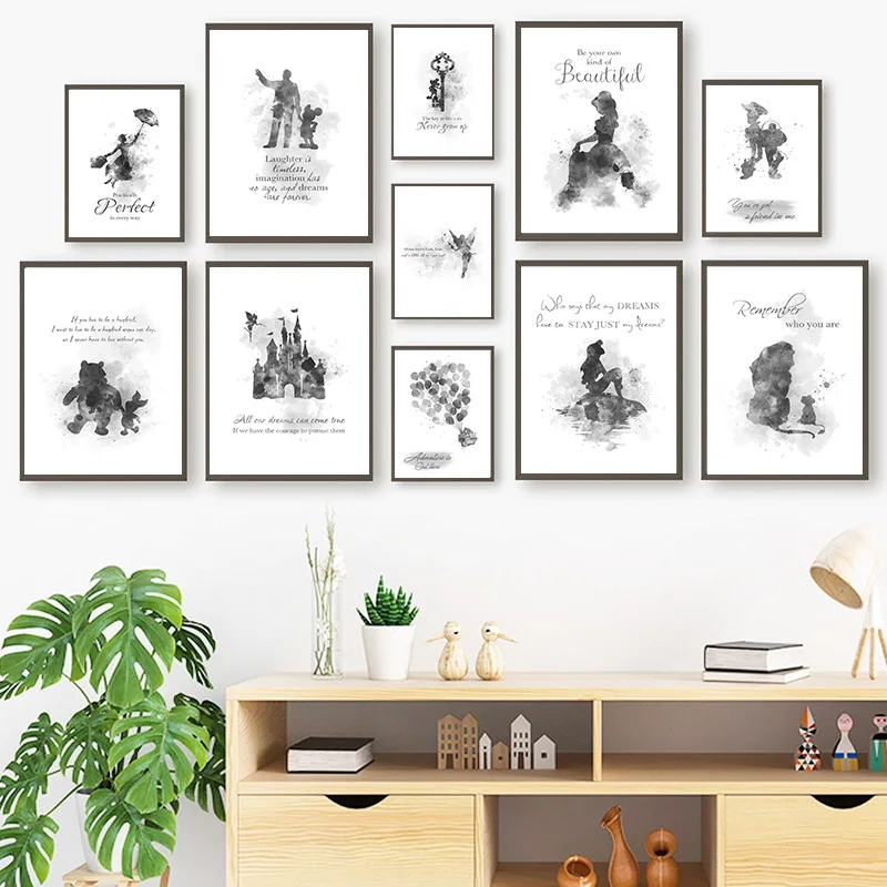 Black Art Watercolor Disney Family Posters Mickey Mouse And Winnie the Pooh Quote Canvas Painting Wall Art Cartoon Home Decor
Black Art Watercolor Disney Family Posters Mickey Mouse And Winnie the Pooh Quote Canvas Painting Wall Art Cartoon Home Decor