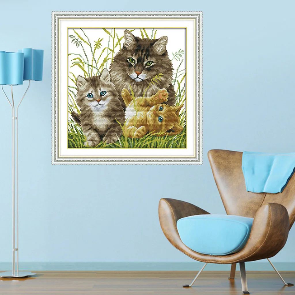 Handmade Stamped & Counted Cross Stitch Kit 11CT 14CT Cloth DIY Embroidery Kit - Cat Family 
Handmade Stamped & Counted Cross Stitch Kit 11CT 14CT Cloth DIY Embroidery Kit - Cat Family