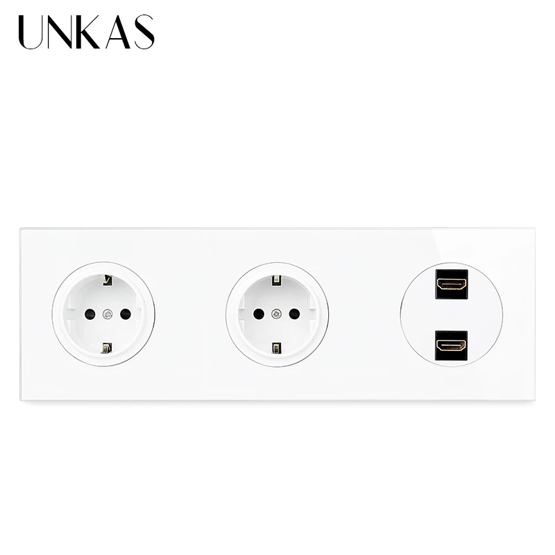 UNKAS 16A Double EU Standard Wall Socket + Female Dual HDMI-Compatible 2.0 Connector Jack Tempered Crystal Glass Panel Outlet
UNKAS 16A Double EU Standard Wall Socket + Female Dual HDMI-Compatible 2.0 Connector Jack Tempered Crystal Glass Panel Outlet