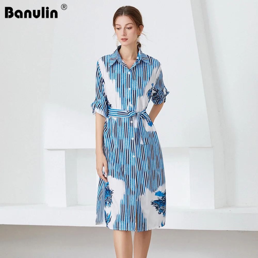 Banulin Runway Casual Shirt Midi Dresses For Women Long Sleeve Streewear Striped Floral Elegant Party Beach Vacation Dress
Banulin Runway Casual Shirt Midi Dresses For Women Long Sleeve Streewear Striped Floral Elegant Party Beach Vacation Dress