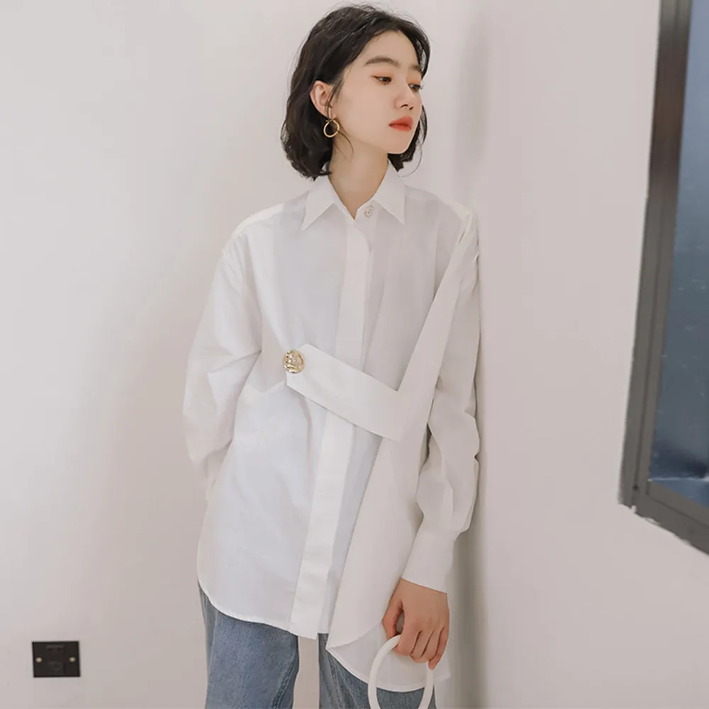 SMTHMA Casual design white Women Blouse Turn-Down Collar Long Sleeve Loose Asymmertical Blouse Female 2020 Fashion Clothing Tide
SMTHMA Casual design white Women Blouse Turn-Down Collar Long Sleeve Loose Asymmertical Blouse Female 2020 Fashion Clothing Tide