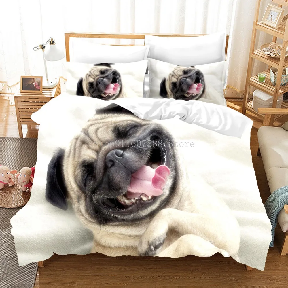 Funny Pug Dogs 3D Bedding Set Duvet Cover Set Dog Comforter Double King Queen Single Cute Animal Design Custom Bedclothes
Funny Pug Dogs 3D Bedding Set Duvet Cover Set Dog Comforter Double King Queen Single Cute Animal Design Custom Bedclothes