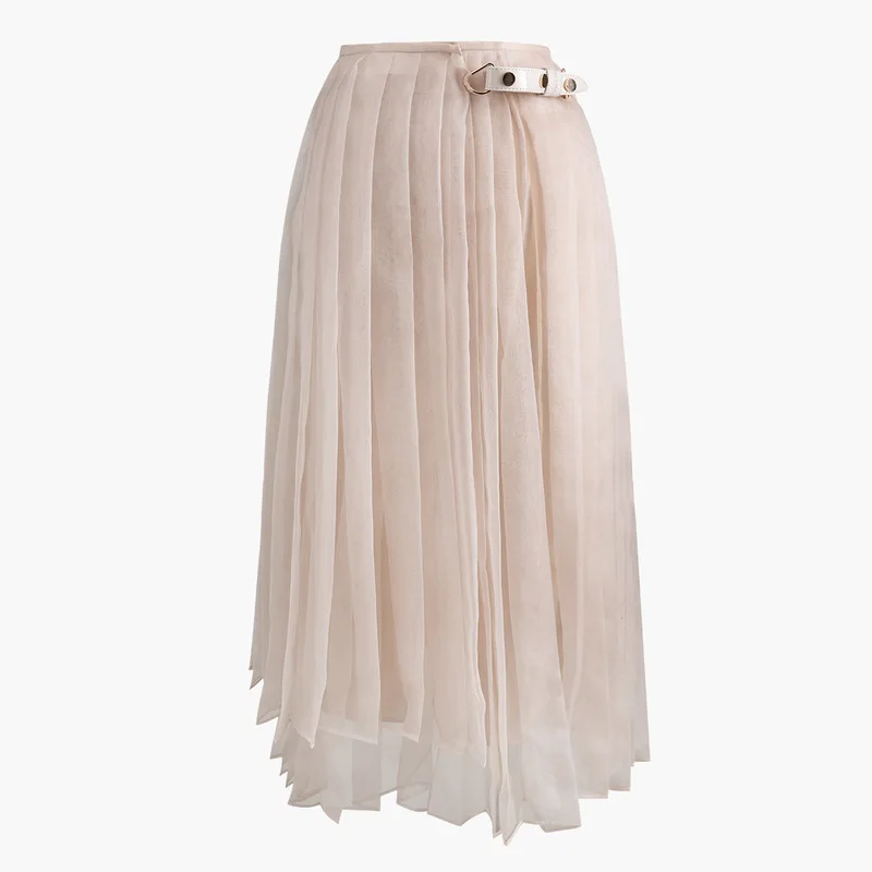 New irregular skirt fake two pieces of around waist button pleated half skirt female p9382
New irregular skirt fake two pieces of around waist button pleated half skirt female p9382