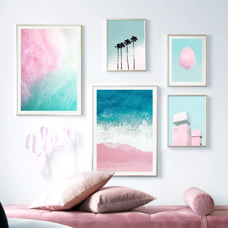 Pink Cotton Candy Sea Palm Tree Wall Art Canvas Painting Nordic Posters And Prints Landscape Wall Pictures For Living Room Decor
Pink Cotton Candy Sea Palm Tree Wall Art Canvas Painting Nordic Posters And Prints Landscape Wall Pictures For Living Room Decor