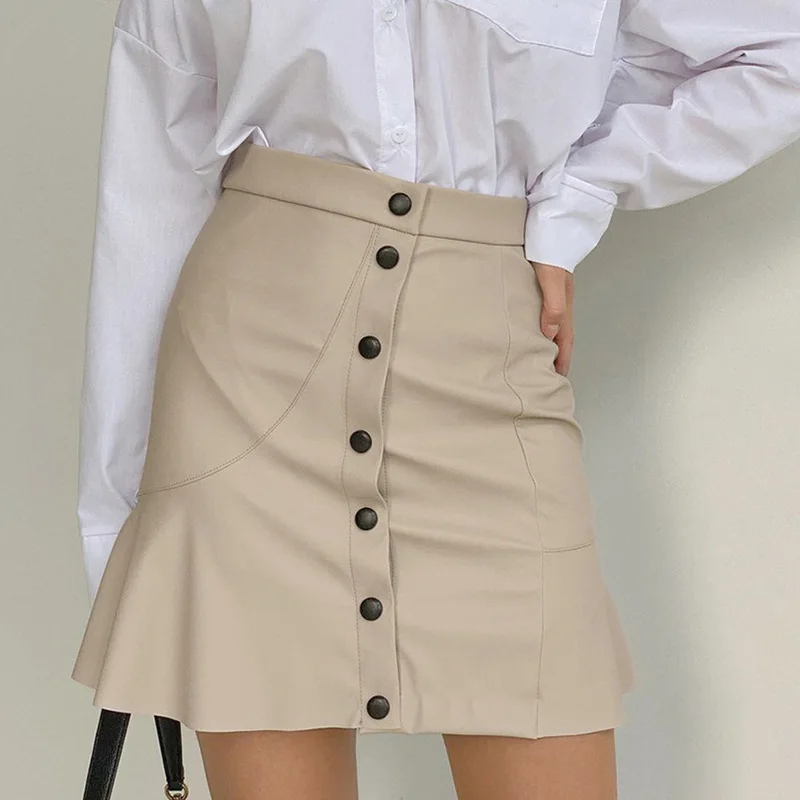 Autumn Women's Short Skirt Leather Fishtail Skirt Bag Hip Sexy Temperament Commuter Niche Single-Breasted Skirt
Autumn Women's Short Skirt Leather Fishtail Skirt Bag Hip Sexy Temperament Commuter Niche Single-Breasted Skirt