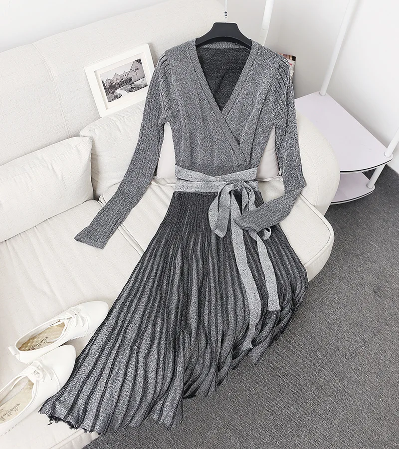 2020 Autumn Winter Dress Women Sexy Warm Knitted Dress Elegant V neck Long Sleeve Slim Midi Black Dresses Ladies Vestidos D3301
2020 Autumn Winter Dress Women Sexy Warm Knitted Dress Elegant V neck Long Sleeve Slim Midi Black Dresses Ladies Vestidos D3301