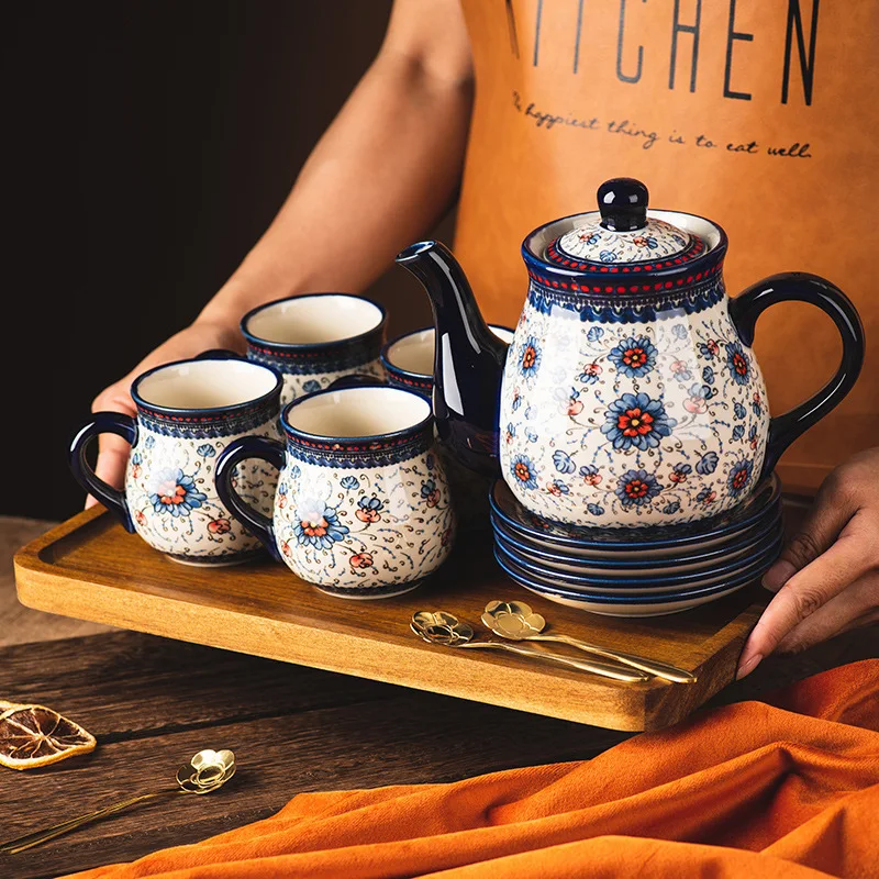 

Ceramic Tea Cup Tea Pot Set Cold Kettle Mug Afternoon Tea Set Drinking Cups Coffee Cup and Saucer Set Teapot Teacup Set Teaware