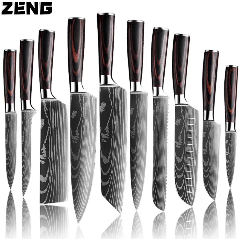 ZENG VIP Japanese Upgraded Stainless Steel Chef Knife Set Laser Damascus Pattern Stainless Sharp Cleaver Slicing Utility Knive
ZENG VIP Japanese Upgraded Stainless Steel Chef Knife Set Laser Damascus Pattern Stainless Sharp Cleaver Slicing Utility Knive