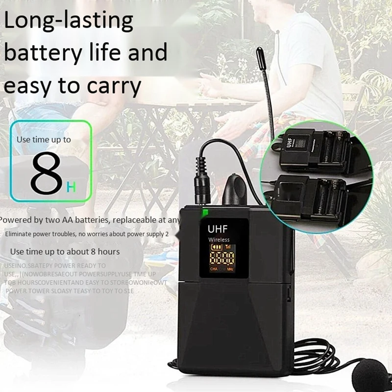 UHF Dual Channel Wireless Lavalier Microphone Lapel Mic for SLR 65M Range DSLR Camera Interview
UHF Dual Channel Wireless Lavalier Microphone Lapel Mic for SLR 65M Range DSLR Camera Interview
