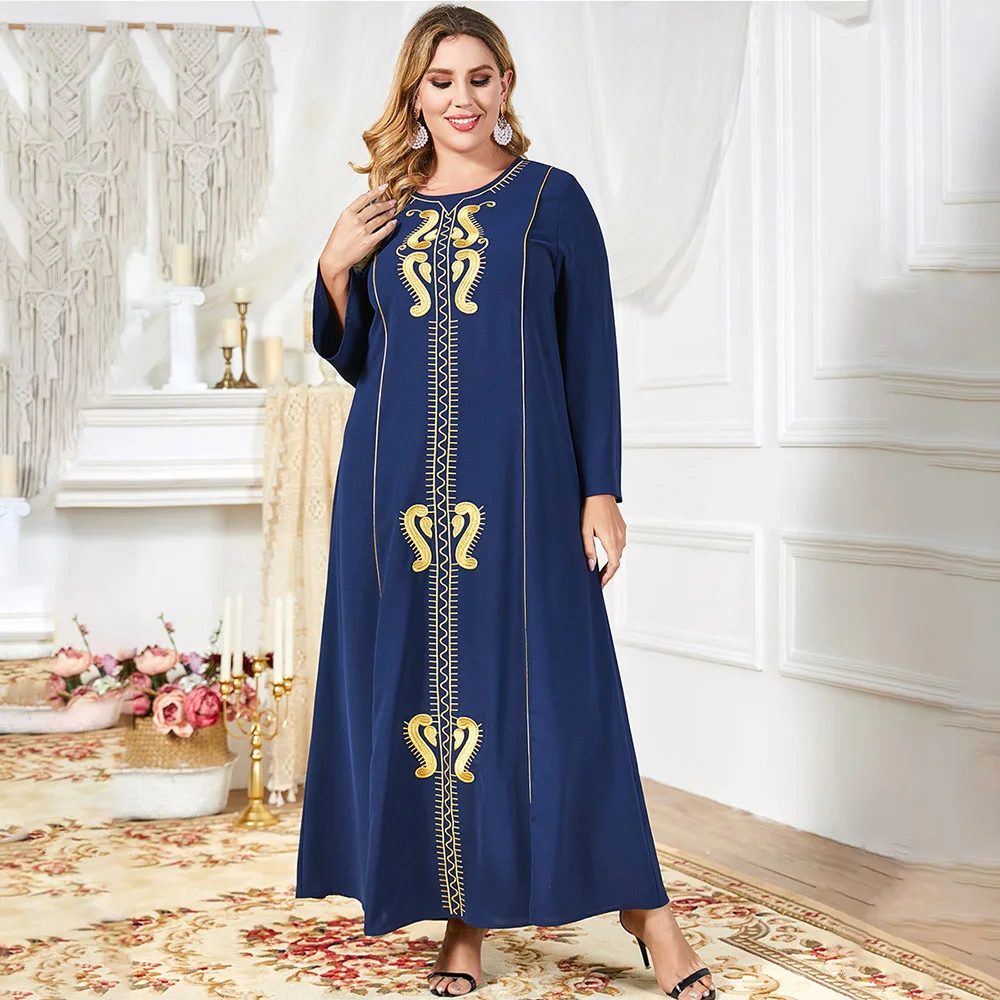 2021 Autumn Winter New Muslim Dress Fashion Temperament Casual Embroidery Round Neck Long Sleeve Bronzing Loose Long Dress
2021 Autumn Winter New Muslim Dress Fashion Temperament Casual Embroidery Round Neck Long Sleeve Bronzing Loose Long Dress