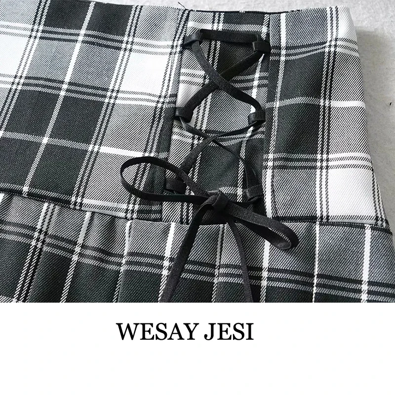 WESAY JESI Slim Women Sexy Nightclub Style Suit Fashion Pleated Lace Tank Tops Vintage Plaid Ribbons Pleated Female Skirt
WESAY JESI Slim Women Sexy Nightclub Style Suit Fashion Pleated Lace Tank Tops Vintage Plaid Ribbons Pleated Female Skirt