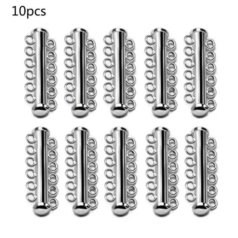 

10Pcs Layered Bracelet Necklaces Slide Strong Magnetic Clasps Tubes Lock Rhodium Plated Buckle Hook Jewelry Findings