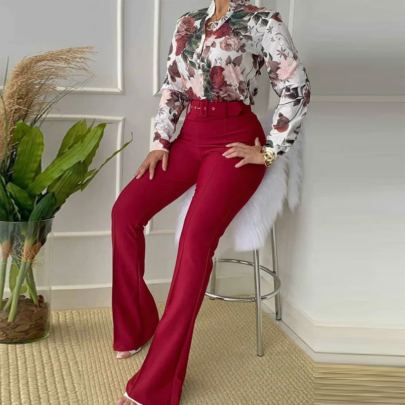 Elegant Office Long Sleeve Shirt Suits Fashion Chain Print Lady Set Casual Single breasted Blouse Top And Wide Leg Pants Outfits
Elegant Office Long Sleeve Shirt Suits Fashion Chain Print Lady Set Casual Single breasted Blouse Top And Wide Leg Pants Outfits