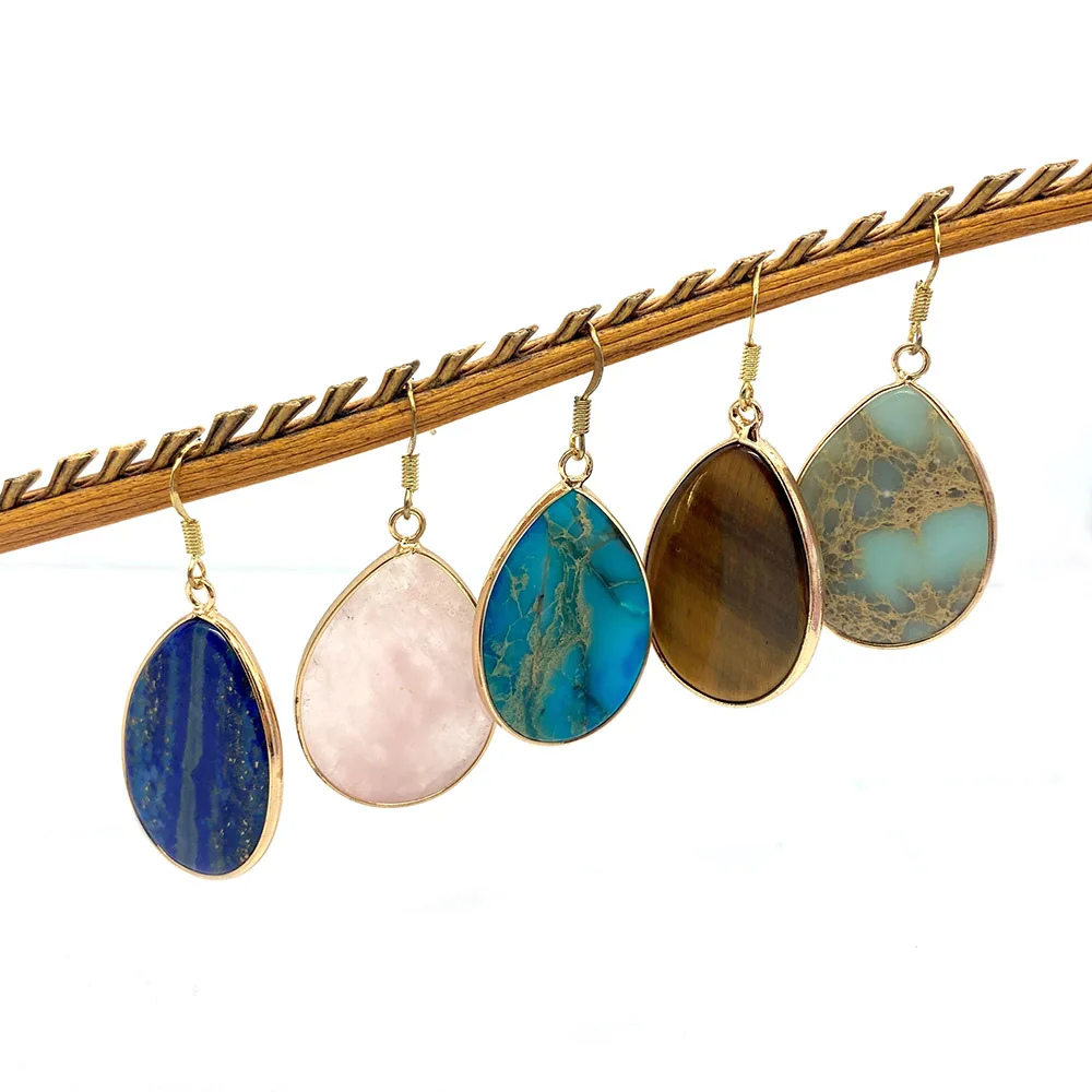 Natural Stone Female Earrings Handmade Bohemian Charm Jewelry Gifts Crystal Tiger Eye Stone Lapis Lazuli Edging Pendant Earrings
Natural Stone Female Earrings Handmade Bohemian Charm Jewelry Gifts Crystal Tiger Eye Stone Lapis Lazuli Edging Pendant Earrings