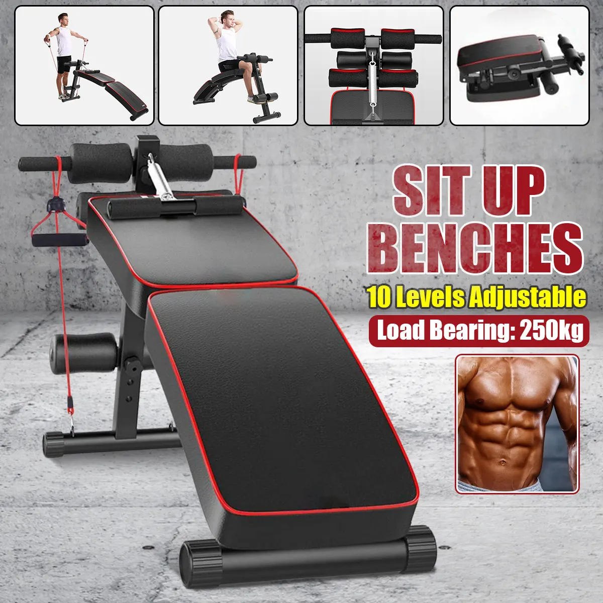 Folding Sit Up Bench with Elastic Band Abdominal Exercise Adjustable Press Weight Gym Home Workout Bodybuilding Equitment Tools
Folding Sit Up Bench with Elastic Band Abdominal Exercise Adjustable Press Weight Gym Home Workout Bodybuilding Equitment Tools