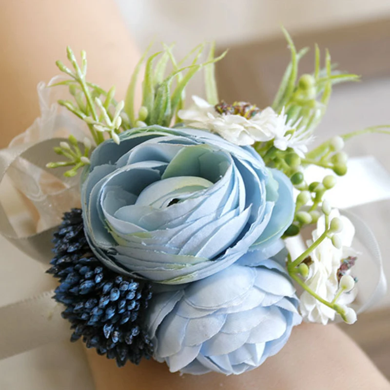 Silk Roses Wrist Corsage Bracelets Bridesmaid White Blue Hand Flowers Wedding Boutonnieres Corsages Marriage Prom Flowers
Silk Roses Wrist Corsage Bracelets Bridesmaid White Blue Hand Flowers Wedding Boutonnieres Corsages Marriage Prom Flowers